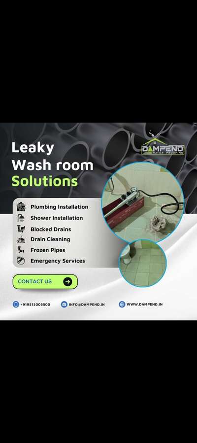 Leaky wash room waterproofing with permanent solutions apartment #independent house #villa construction