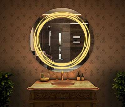 ARANAUT Round Shape 3D, LED Illuminated Vanity Mirror with Touch Sensor, Wall Mounted Mirror for Bathroom, Bedroom & Makeup Room ( Yellow Light, Framed  )
 #mirrorunit  #LED_Sensor_Mirror  #mirror_wall  #wall_mirror_design  #customized_mirror  #mirrormagic  #mirrorframe  #mirrormirroronthewall  #LED_Sensor_Mirror  #mirrorcladding