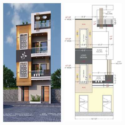 We Provide Elevation along with its Working Drawing 
Proposed Elevation of Mr. Sandeep Ji 
Site Location - Rajgarh  #jainconstruction  #workingdrawing  #modernhouses