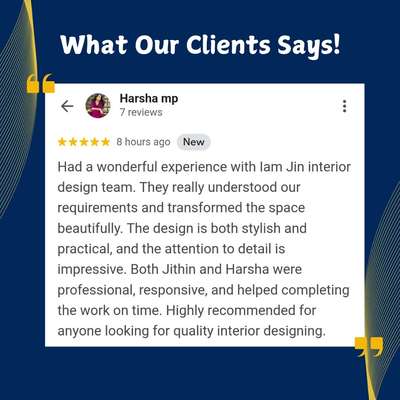 Thank you for trusting us. It was a wonderful experience working with you❤️

 #iamjindesigns  #happycustomer  #customerreview