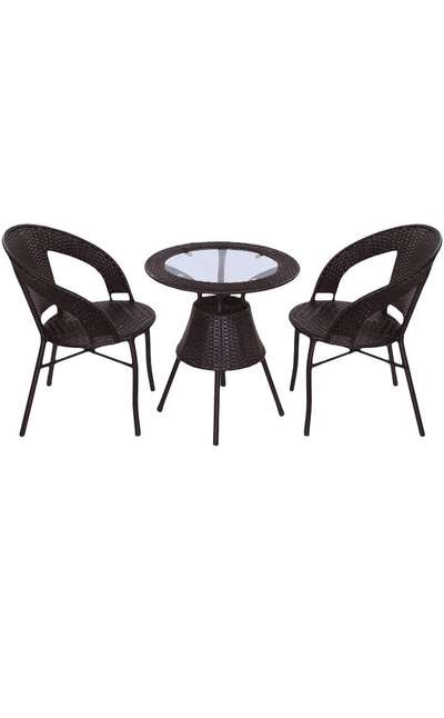 Wicker Outdoor Furniture 2 chair 1 Table for limited area used Rate 5500/set with 5.mm glass Top #