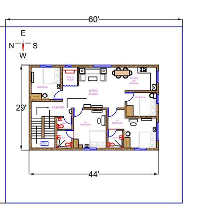 House plan of 60'x60'