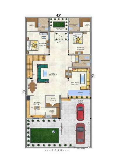 Floor plan for 45' X 90' 

#FloorPlans #drafting #2D_plan #Architect #architecturedesigns #CivilEngineer #FlooringDesign #bestplans #koło #archakstudios #solution #plot #HouseDesigns #2d #2dDesign #LAYOUT #2D_plan