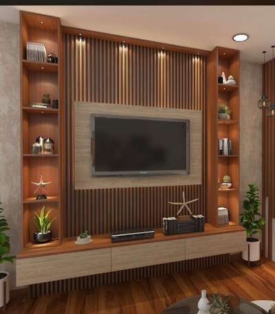 Custom made Tv unit made on multiwood with teak and biege laminate
 #InteriorDesigner  #Contractor  #CivilEngineer  #HouseConstruction  #LivingroomDesigns  #LivingRoomTVCabinet