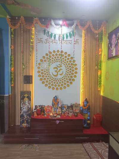 mandir interior by Big Bird Craft Interior Decor #mandirdesign #mandir #mandirwallart