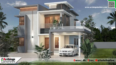 Owned by : Mr. Firdous, Mailadathadam. #Villa #HouseDesigns  #Kannur  #ContemporaryHouse #3BHKPlans