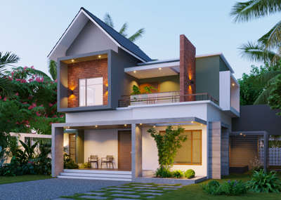 exterior design
1900 sqft 
 #exteriordesign
 #3ddesign
#ContemporaryHouse 
 #KeralaStyleHouse