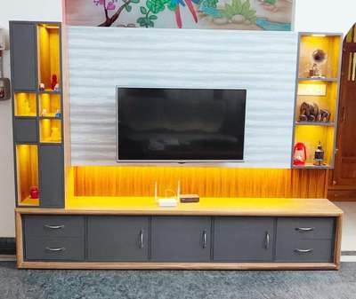 Tv Unit
material: HDHMR
finish: laminate
location : kayamkulam
client: vishnu vijayan 
 #LivingRoomTVCabinet  #tvunitinterior  #TVStand  #tvunitstorage  #tvunitdesign_2022  #tvunitinterior  #modularTvunits  #tvunitstorage  #HomeDecor  #InteriorDesigner  #interiordesignkerala  #interiorfitouts