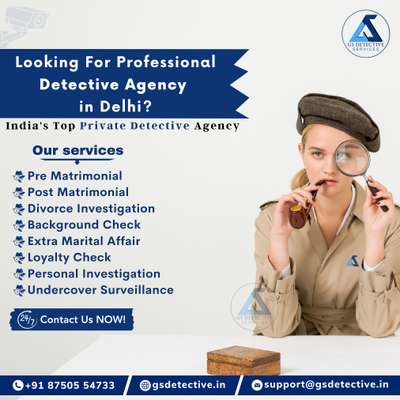 Hire a professional Private Investigator! 🕵️‍♀️

GS Detective Agency is the Leading Detective Agency in Delhi NCR.  👈

Get a FREE Consultation from our Professional Detective. Contact Us NOW!

Visit our Official Website - 🌐 www.gsdetective.in 

#detective #detectiveagency #gsdetective #privatedetective #privatedetectiveagency #hiredetective #spy #detectiveagent #investigation #delhincr #loyaltytest #backgroundcheck #personalinvestigation