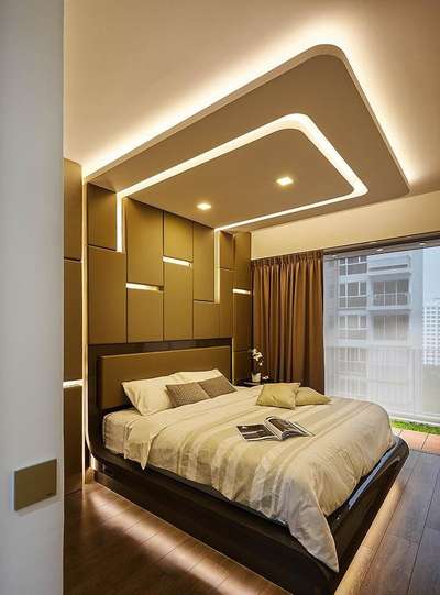 Bed design with bed head,  false ceiling or light.
 #MasterBedroom  #WoodenBeds  #KingsizeBedroom  #BedroomDesigns  #LUXURY_BED  #beddesigns  #BedroomCeilingDesign  #bedsidetable  #bedhead