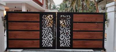 #home #frontgate #Cnc cutting#3mm #HPL #sheet#Kannur #KeralaStyleHouse #MRF#Matt Black#3"×1 1/2"#pipe#Tatta #GI #wood color Rabeet