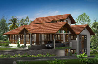 Proposed residence at wayanad.2800sqft
Porch
Living room
Dining room
4 bedroom attached
Open kitchen
Work area
Store room 
Landscaped court yard