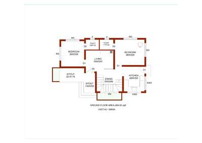 1400 sqft  4 bhk plan