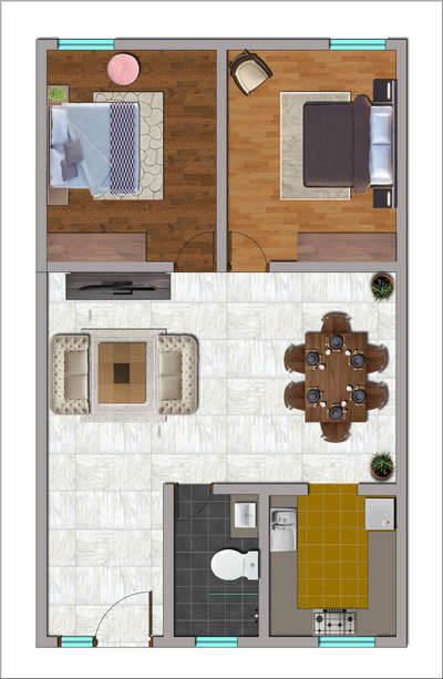 Photoshop Floor plan 2BHK