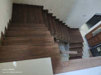 wooden tile in step