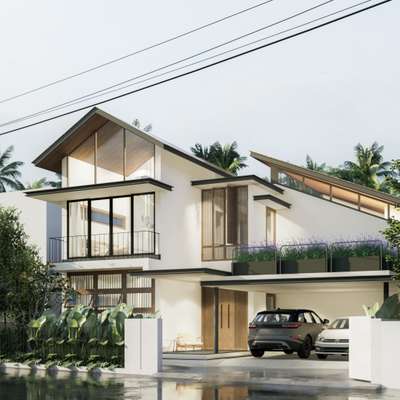 Incline 22°
Client - Mr. Paul Joshy
Site location - Kollam, Kerala
Site area - 7 Cents
Built up area - 3,147 Sqft
Structural design - Bijoy V Alumkal

The site is located in an urban context with limited land.The client wants a comfortably designed house that suits the climate of the region. Tropical architecture is used to design the house. To maintain the harmony, a composition of flat and sloped roofs is used in the design. Each space is carefully designed with the client's needs moreover, sufficient space is given for landscape so that we can balance the harmony between built structure and nature.
#HouseDesigns #house_planning #LandscapeDesign #InteriorDesign #projectmanagement