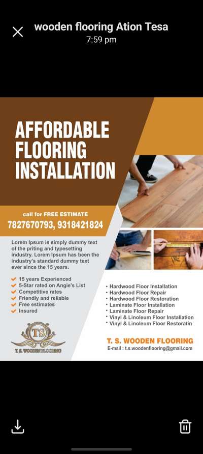 need wooden flooring work with material