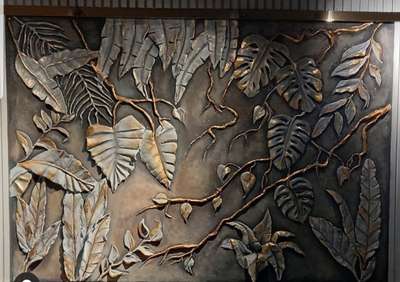 make your  wall beautiful  with new features  #wall mural#relief painting #tropical leaves #wall sculpture