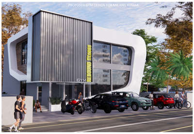 proposed GYM design @irinjalakuda,Thrissur. #gym #architecturedesigns #exteriordesigns #exterior3D #fitness #modernelevation #architrcture