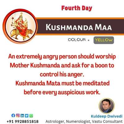 An extremely angry person should worship Mother Kushmanda and ask for a boon to control his anger.

Kushmanda Mata must be meditated before every auspicious work.
.
.
.
#Mata_kushmanda #navratri2023 #garba #mata_shailputri #astrology #vastushastra #dandiya #astrologerkuldeep #bestastrologer_in_udaipur
