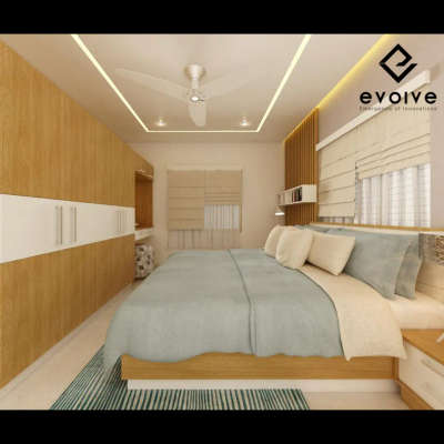 A beautifully designed modern bedroom by Evolve Interiocrat!!  

The room features a serene color palette dominated by soft beige and light blue tones, creating a calming atmosphere. The centerpiece is a comfortable bed adorned with plush pillows and a cozy duvet, set against a minimalist backdrop with clean lines and subtle textures 🤍🪄

Evolve Interiocrat's attention to detail and commitment to innovative design is evident in every element of this bedroom🌟

#luxuryliving
#interiordesignexcellence
#timelesselegance
#innovativedesign
#dreamhome
#interiorinspiration
#homedecor
#craftsmanship
#designgoals
#interiordecor
#homedesign
#creatingbeautifulspaces
#styleandsubstance
#highendliving
#masterpiece
#creativespaces
#modernluxury
#elegantinteriors