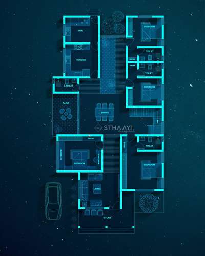 Modern Home Plan 🏡 4BHK | SINGLE STORY |

Design: @sthaayi_design_lab 

Ground Floor 
● Sitout 
● Living
● Foyer 
● 1Bedroom with Bay Window,Dressing, Work Space,
● Dining 
● Stair room (wash area) 
● 2nd Bedroom attachedwith ,Dressing
● Patio
● C-Toilet (indoor)
●Courtyard 
● 3rd Bedroom attached with Dressing, 
● 4th Bedroom attached with Dressing, 
● Kitchen 
● Work-Area

.
.
.
#sthaayi_design_lab #sthaayi 
#floorplan | #architecture | #architecturaldesign | #housedesign | #buildingdesign | #designhouse | #designerhouse | #interiordesign | #construction | #newconstruction | #civilengineering | #realestate #kerala #budgethome #keralahomes #2173