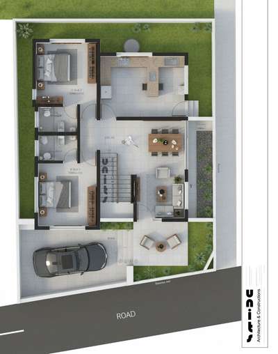 #residence  #architecturedesigns  #SmallHouse  #architecturedesigns  #KeralaStyleHouse Designed by Units Architecture and Constructions, this compact two-storey home (970 sq ft ground, 825 sq ft first floor) on a 4.2-cent plot centers around a side-yard courtyard adjacent to the living and dining areas. A light grill overhead allows full sky exposure, bringing daylight and fresh air into the core of the home while maintaining security. The living and dining spaces open onto this green court, creating a seamless connection to nature. Two ensuite bedrooms offer privacy yet benefit from natural ventilation. The kitchen adjoins the dining zone and retains daylight through indirect openings. Overall, the design delivers indoor‑outdoor harmony, comfort, and privacy