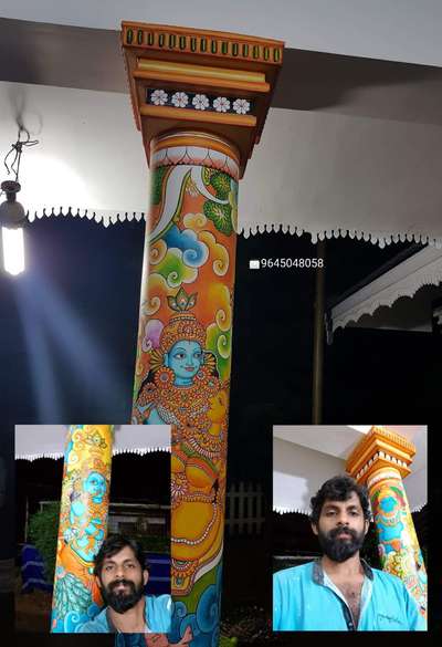 #mural  #TexturePainting #muralpainting #pillar #HouseDesigns #HomeDecor #WallPainting #traditional #KeralaStyleHouse #keralamuralpainting