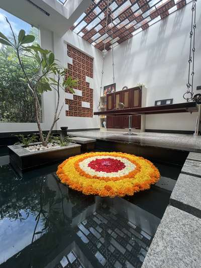 #InteriorDesigner #courtyard #courtyard design #keralahomeinterior #onam #waterbody #ekaa