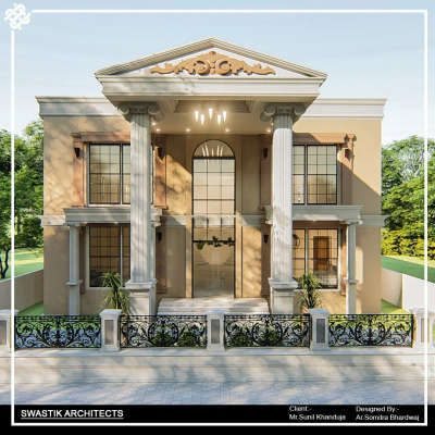 A timeless beauty; a derivation of neo classical style into the modern house design, creating the practical spaces keeping the facade imperishable at classic style. #3DPlans #2DPlans #HouseDesigns #ElevationHome
