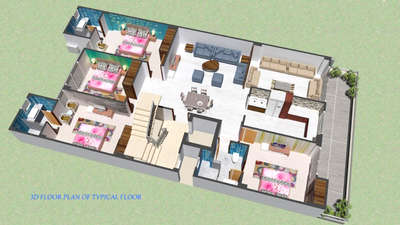3d floor plan #3dcutview#floorplan#modernhouseplan#4bhkhouse