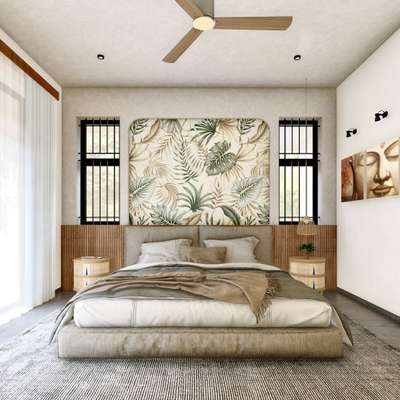 The minimal tropical interior design of a bedroom with the combination of wood and exposed cement concrete 
 #bedrtyling  #BedroomDecor  #bedrpace  #KingsizeBedroom  #BedroomCeilingDesign  #WoodenBeds  #woodenfinish  #MasterBedroom  #BedroomIdeas  #bedroomdesign   #bedroominterio  #BedroomLighting  #pendantlights  #cob  #tradition  #tropicalspace  #tropicalmodernism