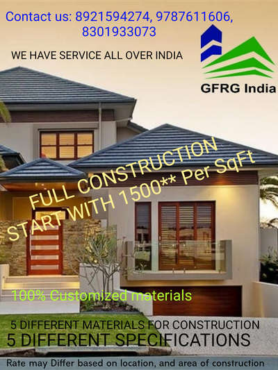 GFRG INDIA CONSTRUCTION LPP

ചുരുങ്ങിയ ചിലവിൽ നൂതന ടെക്നോളജി ഉപയോഗിച്ച് ഗ്യാരന്റിയും വാറന്റിയും സഹിതം കൺസ്ട്രക്ഷൻ പ്രൊജക്ടുകൾ ഏറ്റെടുത്തു പൂർത്തിയാക്കുന്നു

കൂടുതൽ വിവരങ്ങൾക്കു 8921594274,8301933073

Whatsapp : https://wa.me/918921594274
https://wa.me/message/I4V2L2ETDKHRG1

Website : www.gfrgindia.com