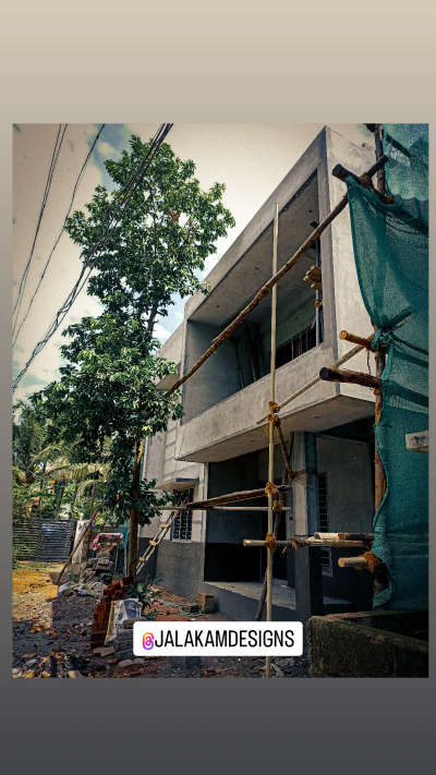 Work in progress. Thirumala site, by Jalakam designs.  #exterior_Work  #CementFinish  #architecturedesigns  #keralastyle  #moderndesign  #plastering  #tree  #koloapp  #kolomaterials  #Architect