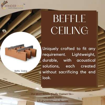 We are providing all types of baffle ceiling with very reasonable price and best quality products
.
.
#beffleceiling #beffle #ceiling #falseceiling #woodenceiling #aluminiumceiling  #aluminium #Exterior #wpcinterior #louvers #elevation #Interiordesigner #Frontelevation #modernexterior  #Home #Decor #louvers #interior #louversclips #wpclouvers #homedecor  #elevationdesign #architect #interior  #interiordesigner #elevations 
.
.
Any requirement now or in feature so please contact us on:-

8882291670 9810980278
www.windermaxindia.com
www.indianmake.co.in 
Info@windermaxindia.com