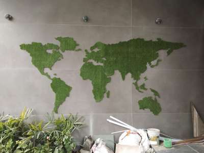 world map in artifical grass  #