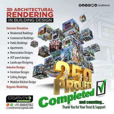 250+ Projects Successfully completed and going on.

Thank You for all supporters, well wishers and associated persons

 #3d  #3dmodeling  #Architectural&Interior  #3dvisualisation  #exteriorelevation  #3drending  #modernminimalism  #acpdesigner  #3dkitchendesign  #3ddesignstudio  #best3dservice