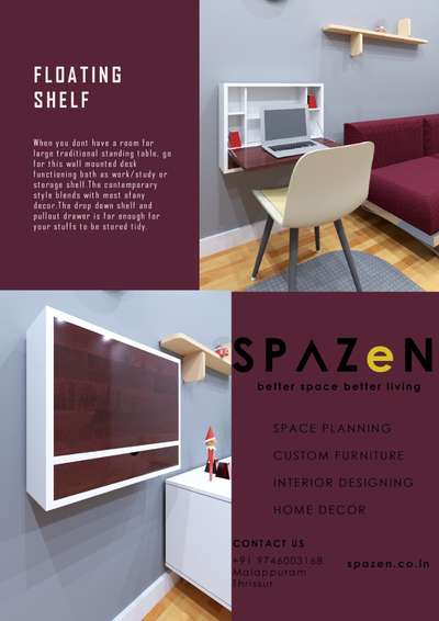 Call/WhatsApp +919746003168

#wallmount #wall_shelves #shelvesdesign #multipurposefurniture #multifunctional #spaceplanning #thrissurinterior #malappuramdesigner #foldingtable