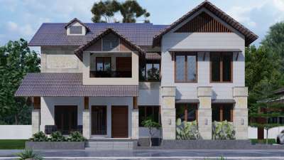 Exterior elevation design for Mr Kurian at Muvattupuzha