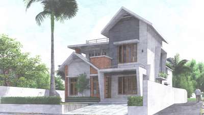 #ElevationHome  #HouseDesigns  #ContemporaryHouse  #SlopingRoofHouse #ContemporaryDesigns #KeralaStyleHouse #khd