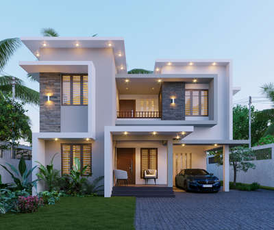 exterior design
1950 sqft 
 #exteriordesign
 #3ddesign
#ContemporaryHouse 
 #KeralaStyleHouse