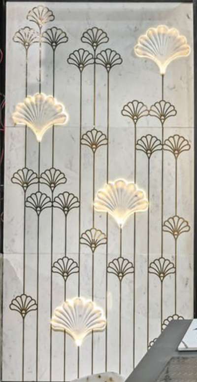 #brassinlay #marblewallpanel  #3dcarving  #backlitmandir