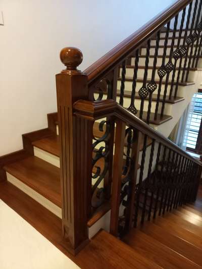 Teak wood & ms rod finished stairs.