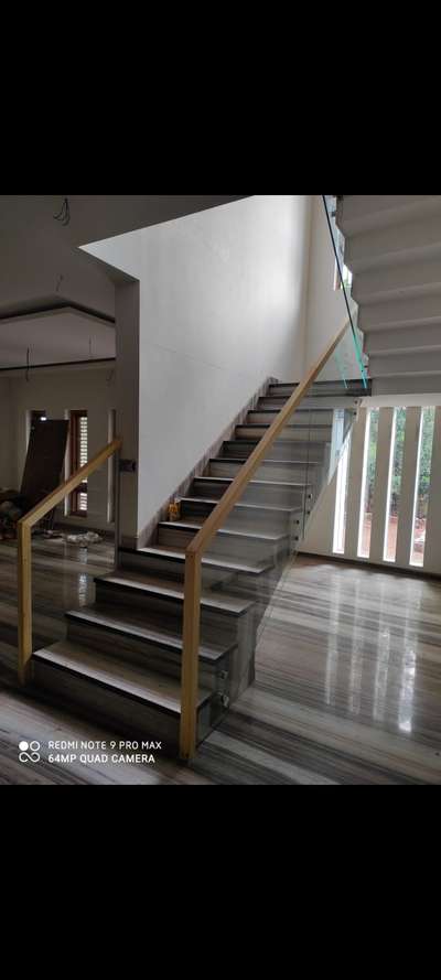 # Glass Hand Railing with Wooden Top Rail