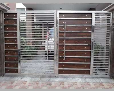 #S S Main Gates Latest Design  # S S 304 Gred  Jindal Steel  #
With. Wooden Sheet  #