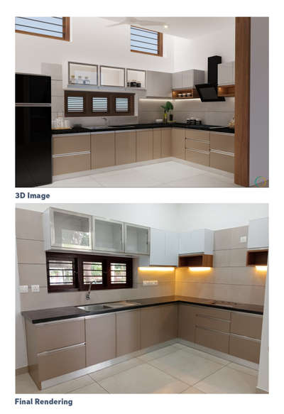 3D Image and the final rendering

Kitchen @ Kozhikode