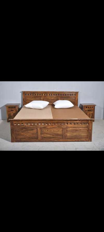 sheesham wood solid king size bed with bed side table only 33000