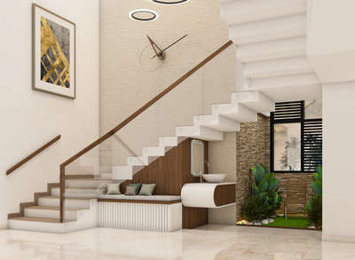 Stair area 
 #InteriorDesigner  #ClosedKitchen  #Washroom