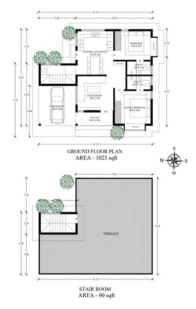 1130 sqft 2 BHK Residencial building plan.  #Wayanad   #FloorPlans  #2bhkplan  #architecture #Architectural&Interior #courtyardhouse