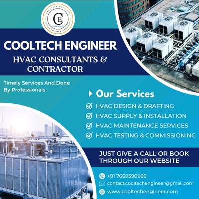 #COOLTECH ENGINEER
HVAC CONSULTANTS & CONTRACTOR
OUR SERVICES
# HVAC DESIGN & DRAFTING
# HVAC SUPPLY & INSTALLATION
#HVAC MAINTENANCE SERVICE
# HVAC TESTING & COMMISSIONING
☎️+ 91 7669390969
📧 design.cooltechengineer@gmail.com